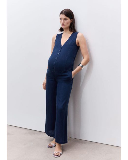 Mango Blue Lyocell Maternity Jumpsuit