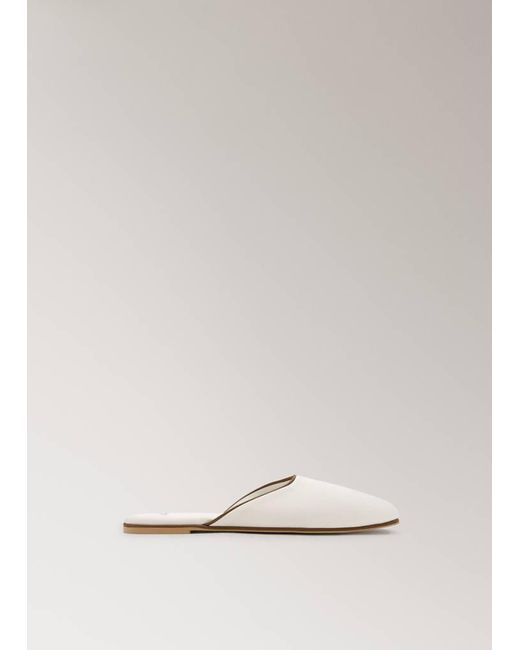 Mango Natural Contrast Piping Open-Back Slippers