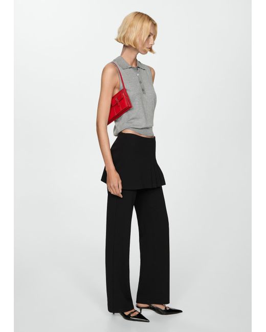 Mango White Pleated Skirt Trousers