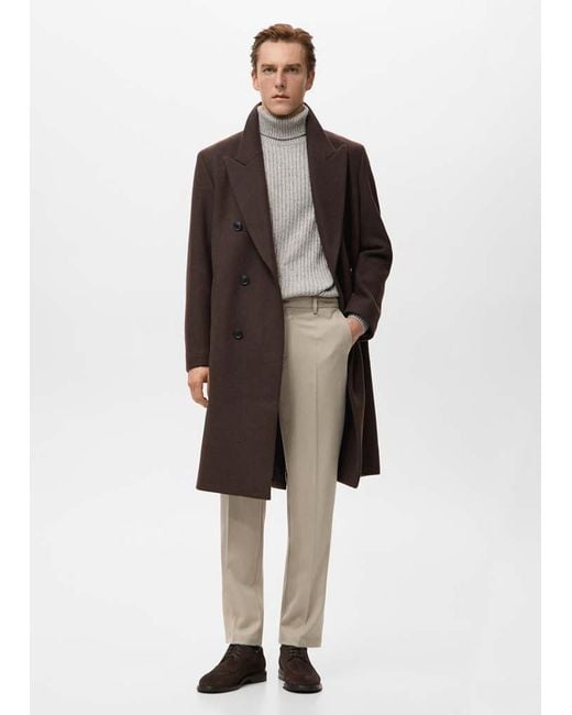 Mango Brown Fluid Regular-Fit Trousers for men