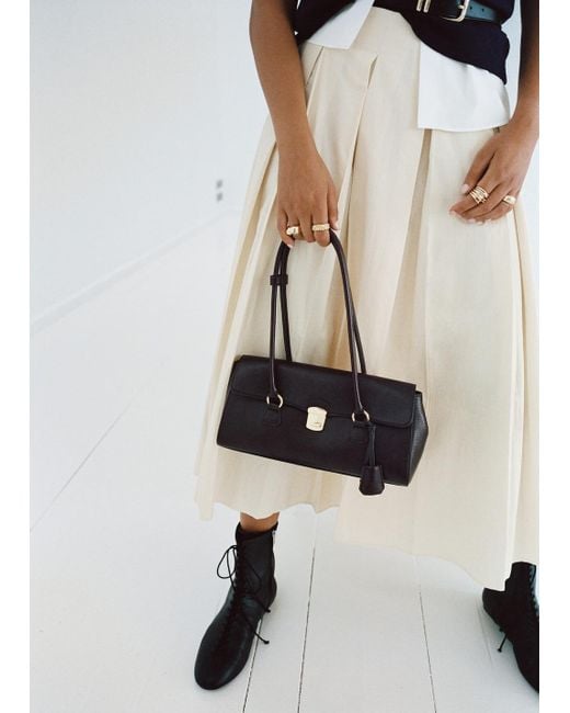 Mango Black City Shoulder Bag With Flap