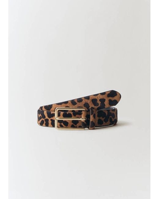 Mango Black Leopard Fur Leather Belt