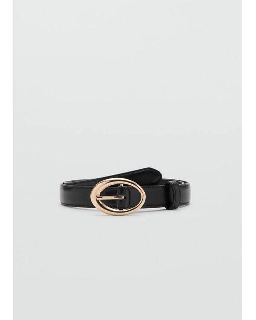 Mango Black Oval Buckle Belt