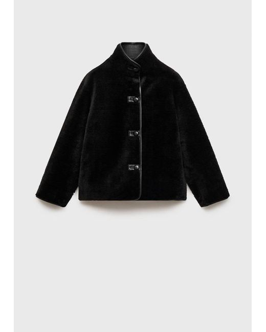 Mango Black Short Fur Effect Coat