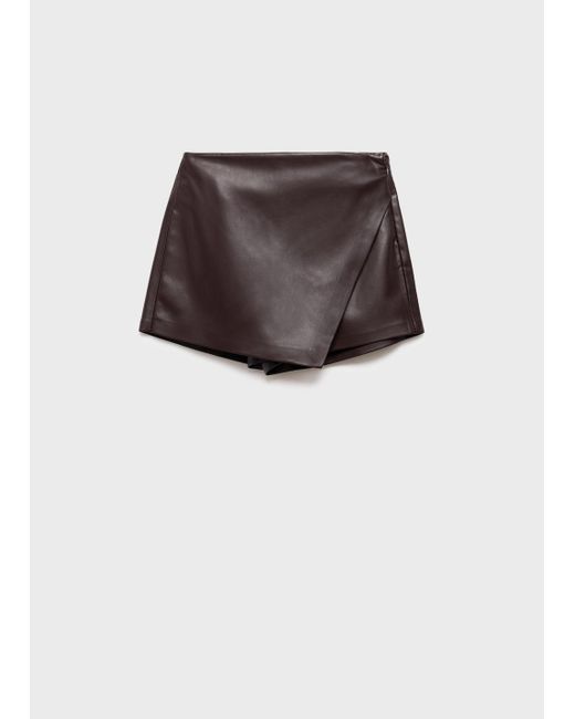 Mango Black Leather-Effect Culottes