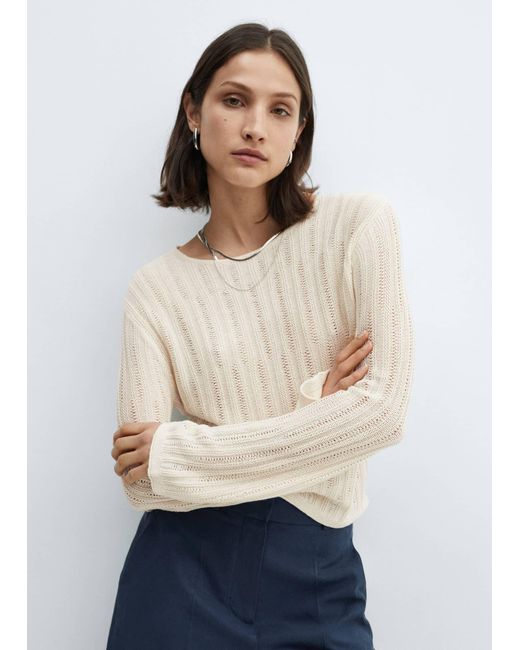 Mango Blue Flared Sleeve Drained Pullover