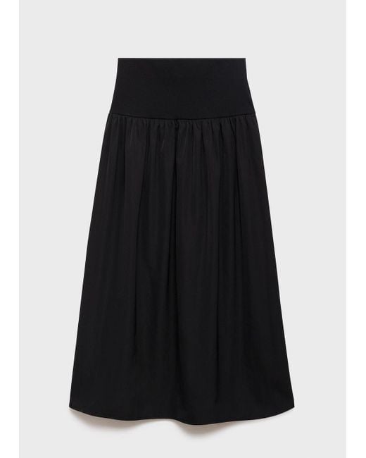 Mango Black Gathered A-Line Skirt