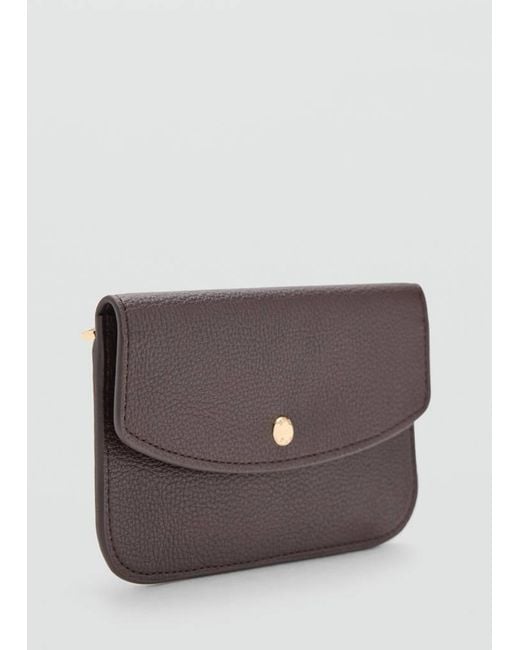 Mango Gray Wallet With Button Flap