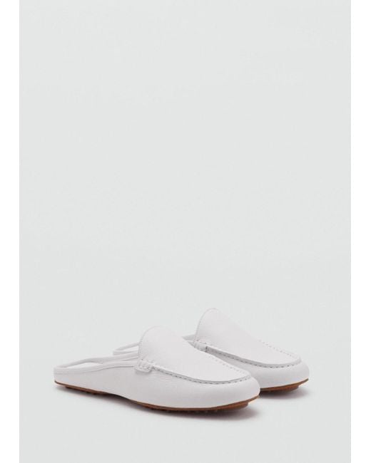 Mango White Leather Flat Shoes