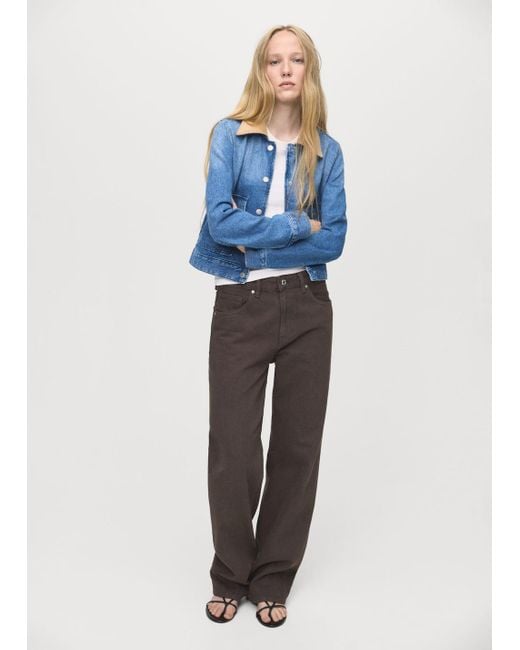 Giacca Jeans Collo Velluto A Coste Blu Medio di Mango in Blue