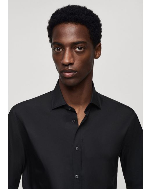 Mango Black Coolmax Cotton Shirt for men