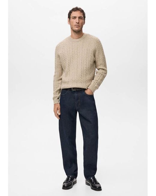 Mango Blue Braided Knitted Sweater for men