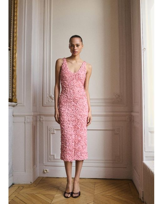 Mango Pink Tulle Dress With Embroidered Flower