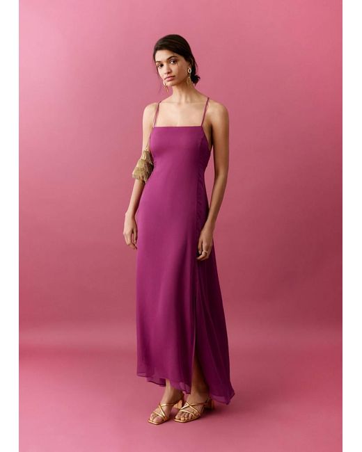 MANGO TEEN Pink Cross-Back Flowing Dress