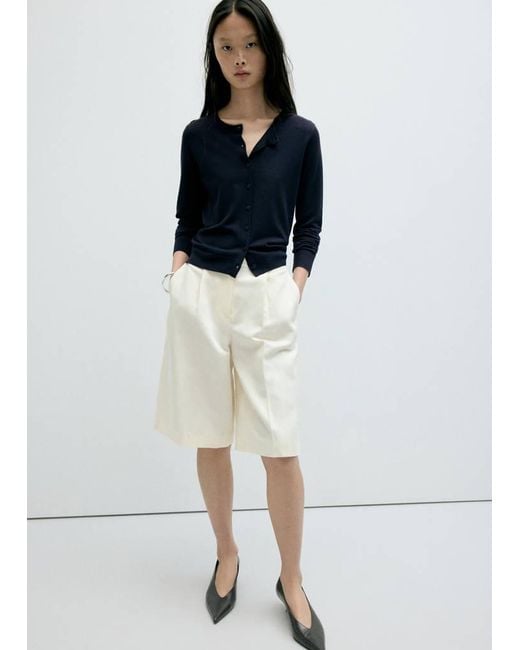 Mango Blue Knitted Button Cardigan