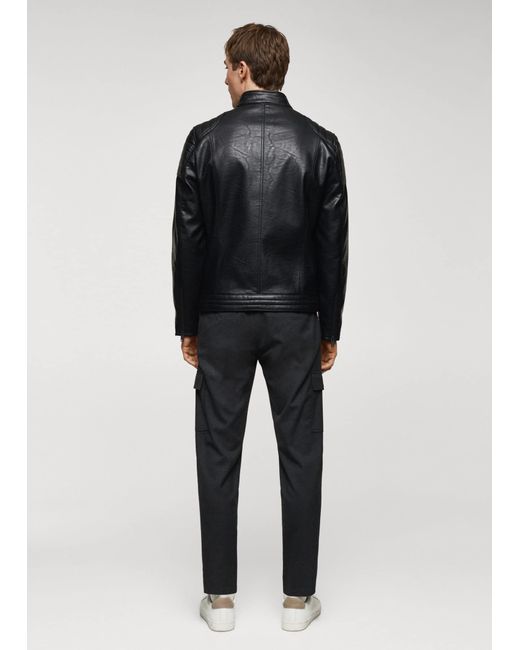 Mango Black Nappa Leather-effect Jacket for men