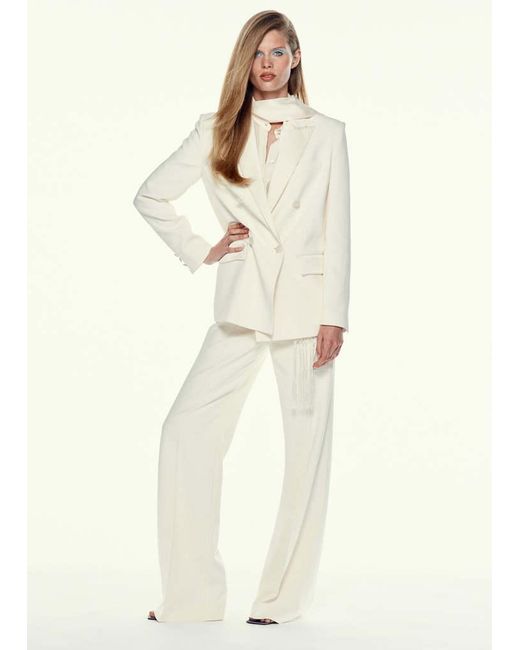 Mango Natural Topstitched Lapel Blazer