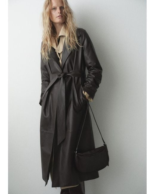 Mango Gray Oval Shoulder Bag With Flap