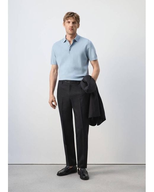 Mango White Amalfi Slim Fit Suit Trousers for men