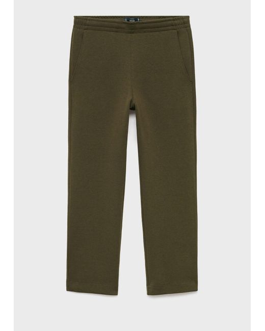 Mango Green Cotton Joggers With Elastic Waist for men