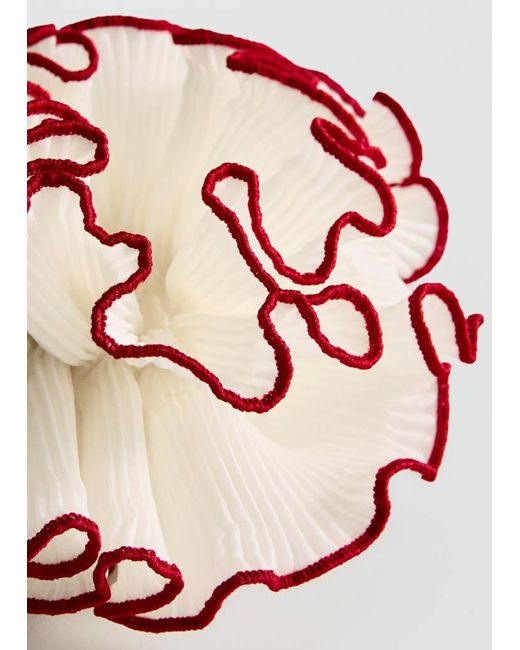 Mango Pink Flower Scrunchie With Contrasting Trim