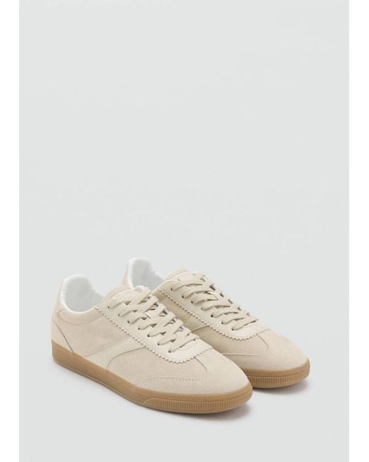 Mango White Leather Mixed Sneakers