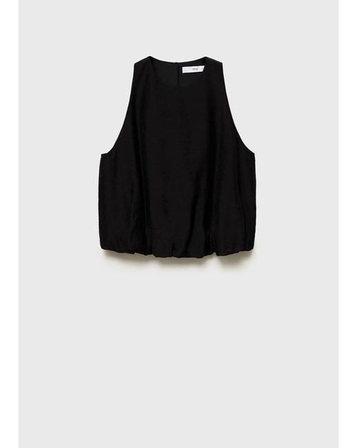 Mango White Lyocell-Blend Top With Puffed Hem