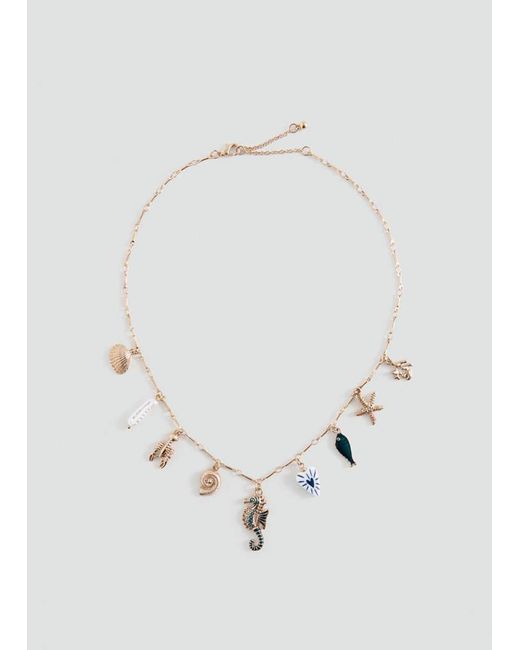 MANGO TEEN White Charm Chain Collar