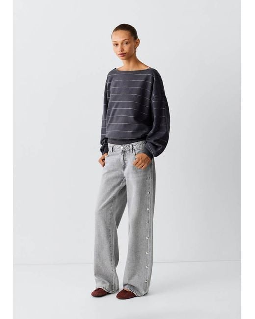 MANGO TEEN Gray Straight-Leg Jeans With Stud Details