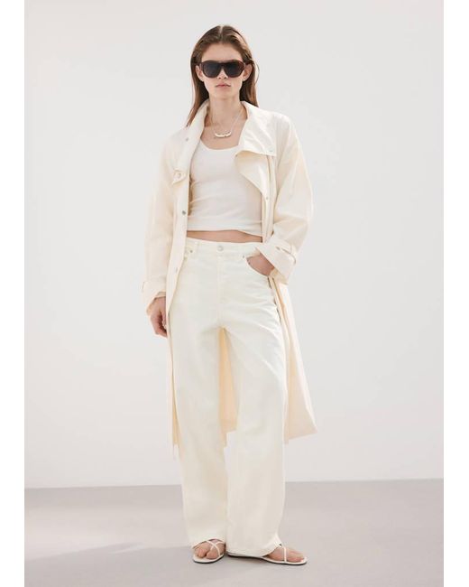 Mango White Low-Rise Balloon Jeans