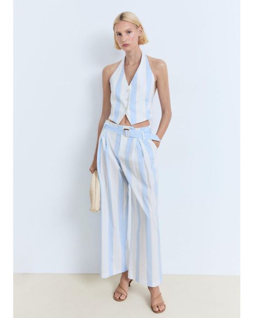 Mango Blue Striped Halter Waistcoat