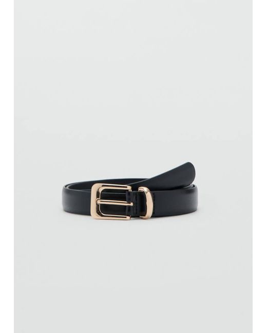 Mango Black Square Buckle Belt