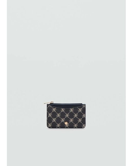 Mango White Logo Zip Card Holder