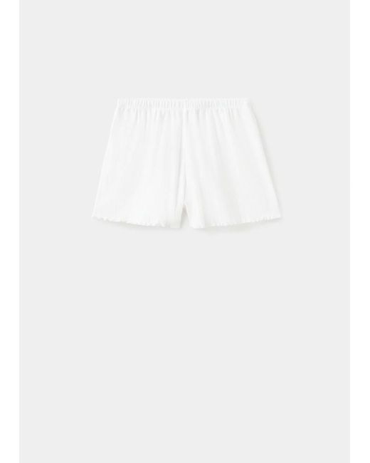 Mango Natural Openwork Cotton Shorts