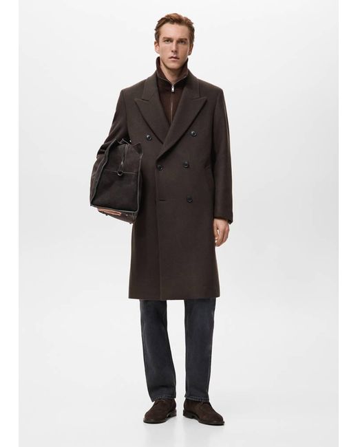Mango Black Oversized Wrap Coat for men