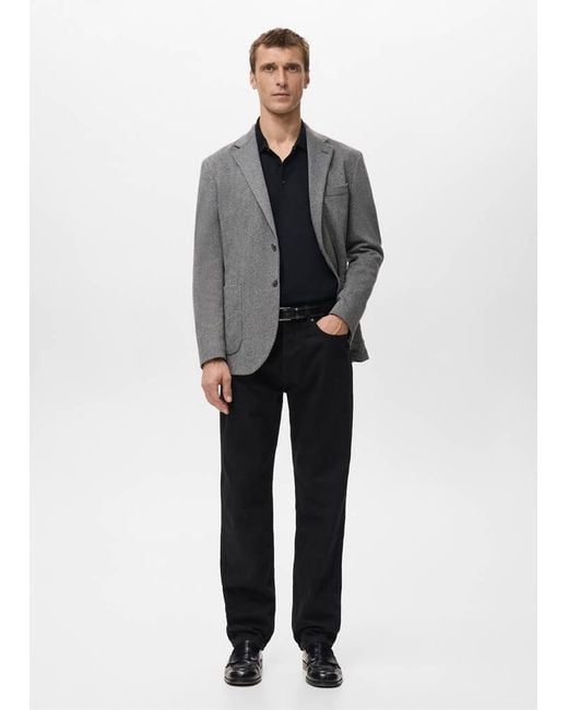 Mango Gray Slim-Fit Herringbone Tailored Jacket for men