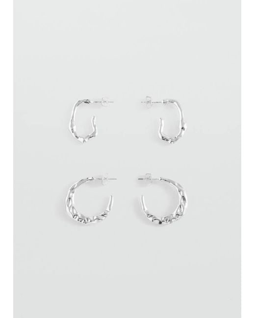 MANGO TEEN Metallic Pack Of 2 Textured Earrings