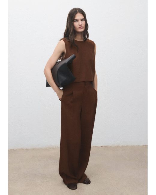 Mango Brown Buttoned Crop Top
