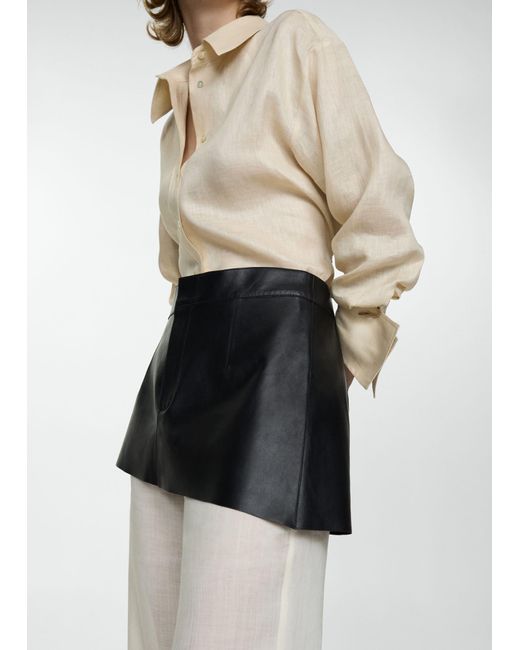 Mango Black Asymmetrical Leather Sash Skirt