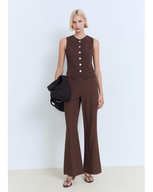 Mango Brown Suit Waistcoat With Buttons