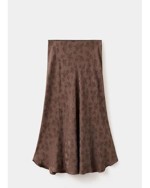 Mango Brown A-Line Devoré Skirt