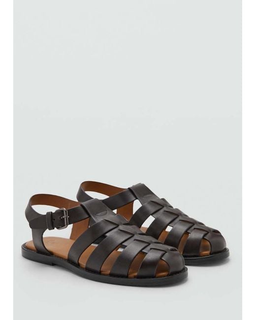 Mango Brown 100% Leather Jelly Sandals for men