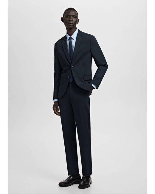 Mango Blue Stretch Fabric Super Slim-Fit Suit Trousers for men