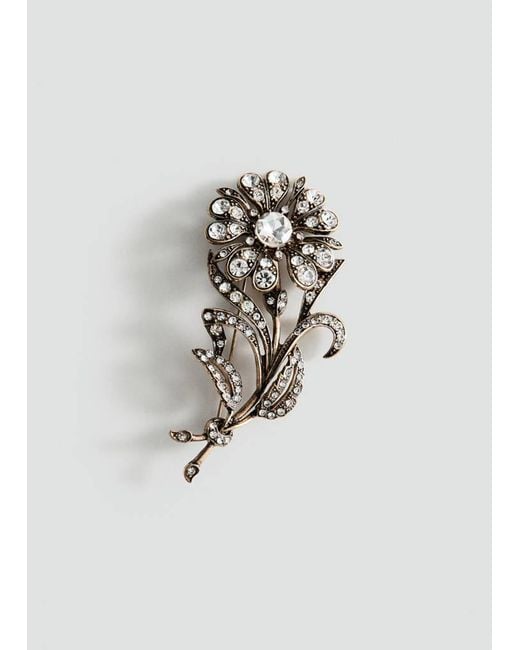 Mango White Crystal Flower Brooch