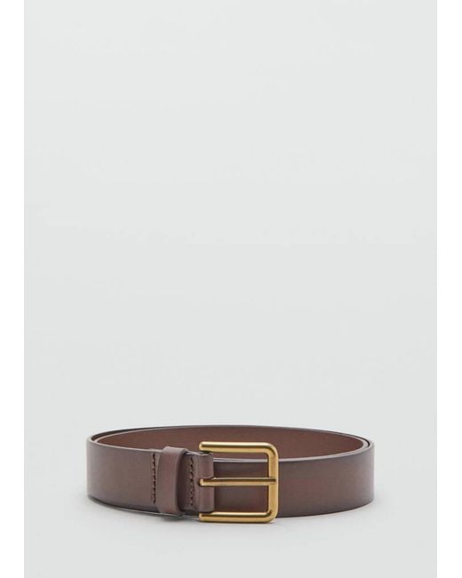 Mango Brown Square Buckle Belt for men