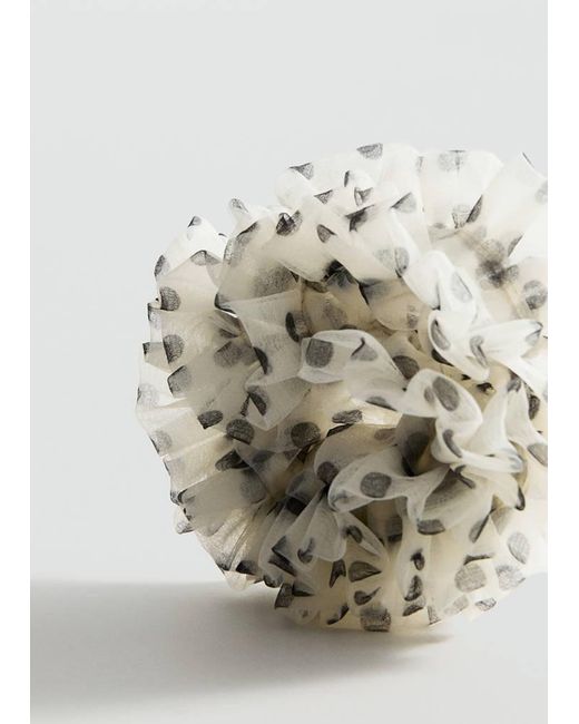 Mango White Polka Dot Flower Hair Tie