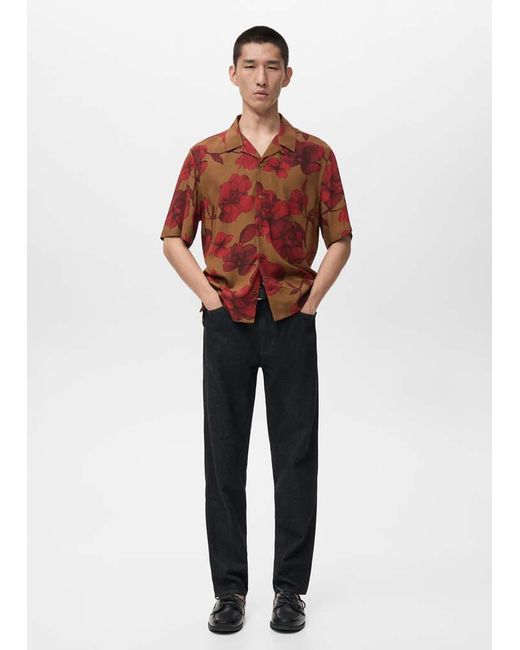 Mango Red Short Sleeve Fluid Shirt for men