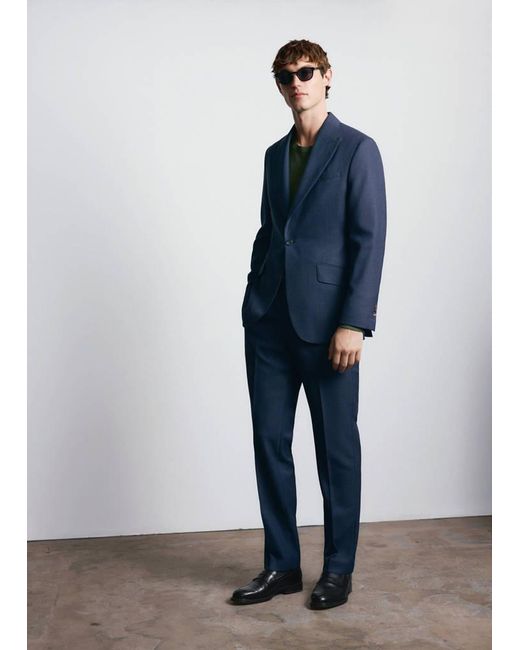 Mango Blue 100% Wool Blazer Vitale Barberis Canonico for men