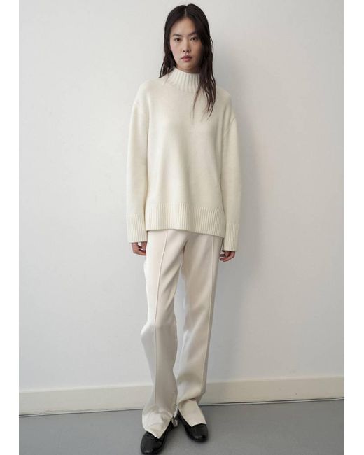 Pull-Over À Col Montant En Laine Blanc Mango en coloris Gray