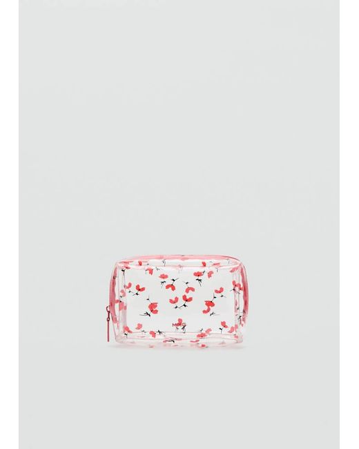 Mango Red Small Transparent Floral Vanity Case